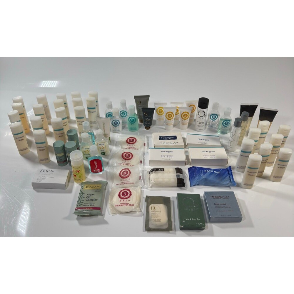 Hotel Toiletries Travel Size Mixed Lot Of 55 Shampoo Conditioner Lotion Soap Bar